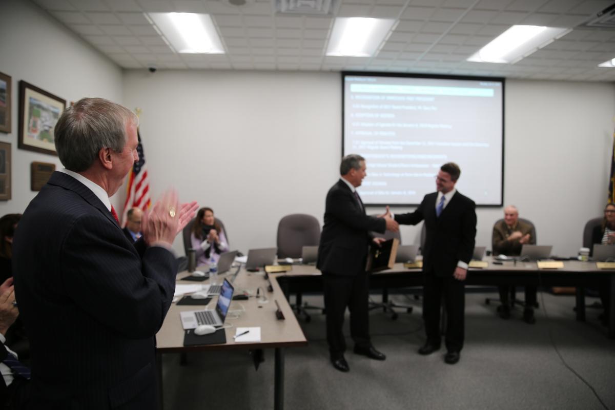 Dr. Thacker & Board recognizes Mr. Gary Fox