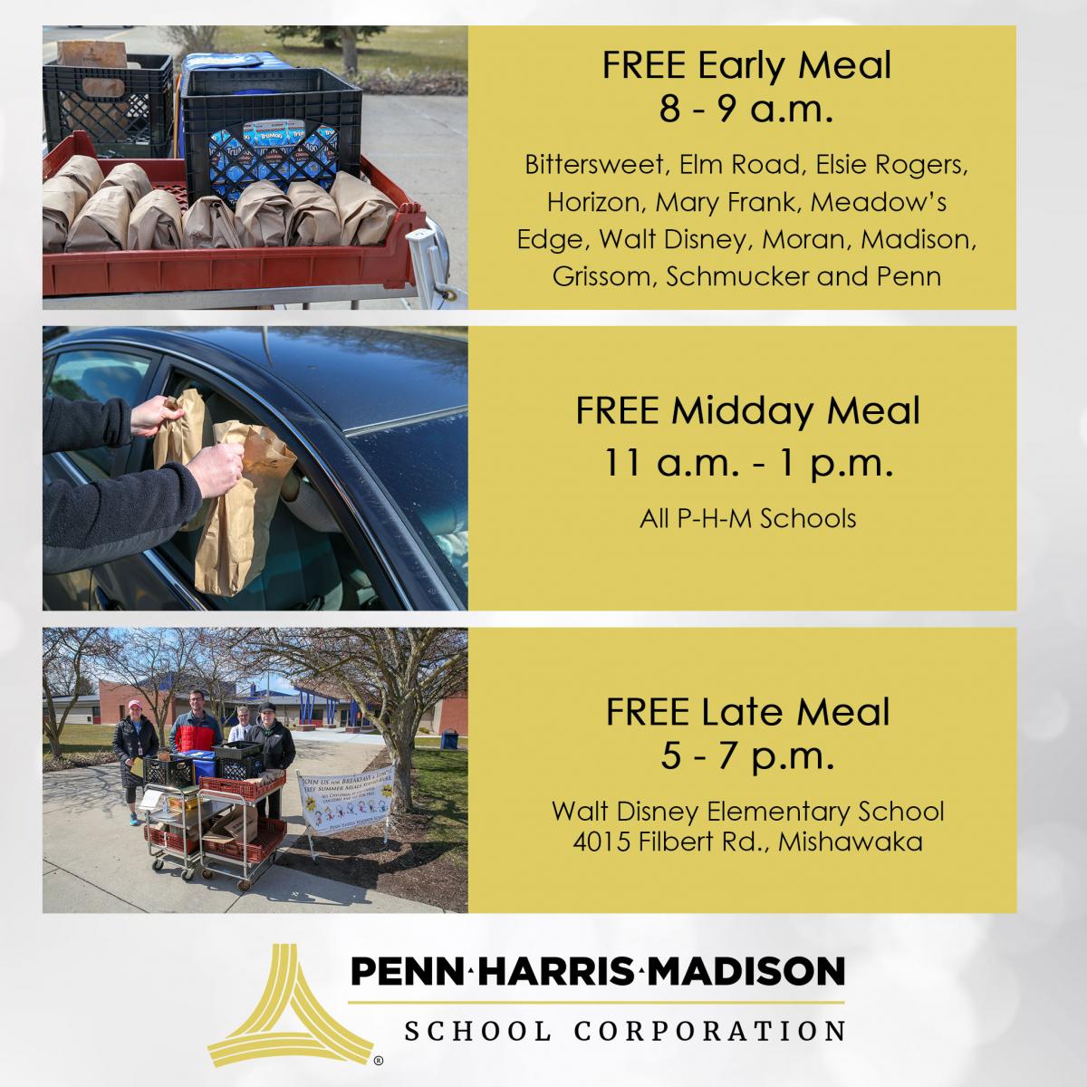 PHM COVID-19 FREE meal schedule