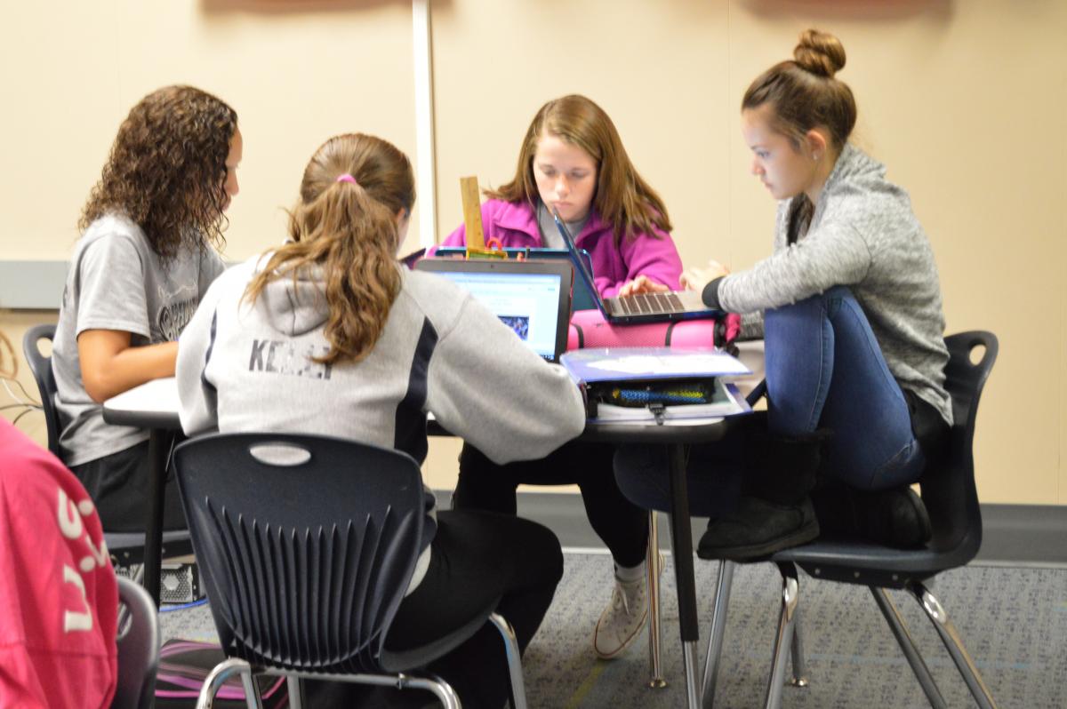 Grissom Middle School students working on Chromebooks