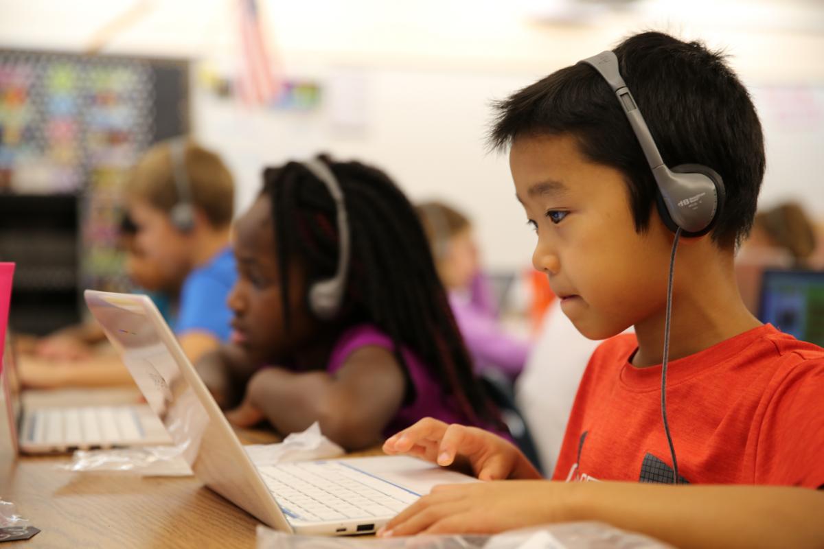 Northpoint Elementary School student using a Chromebook