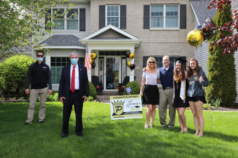 Penn Principal Sean Galiher & PHM Supt. Dr. Jerry Thacker with valedictorian Elisabeth Casetti and family