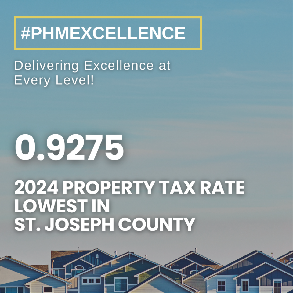 PHM 0.9275 Property Tax Rate, Lowest in St. Joseph County