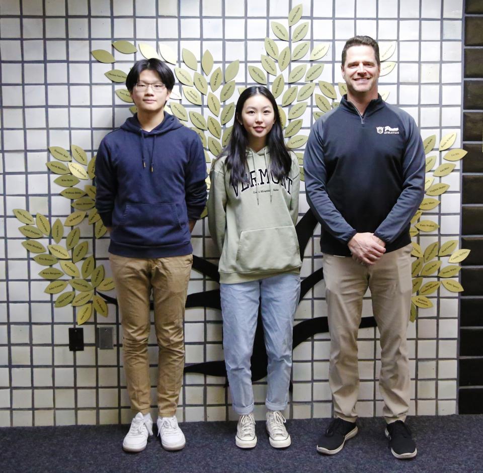 Zichu Wang, Allison Yu & Penn Principal Sean Galiher