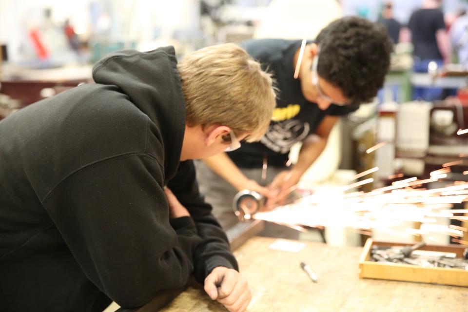 Penn students working in a Building & Trades class, 2016