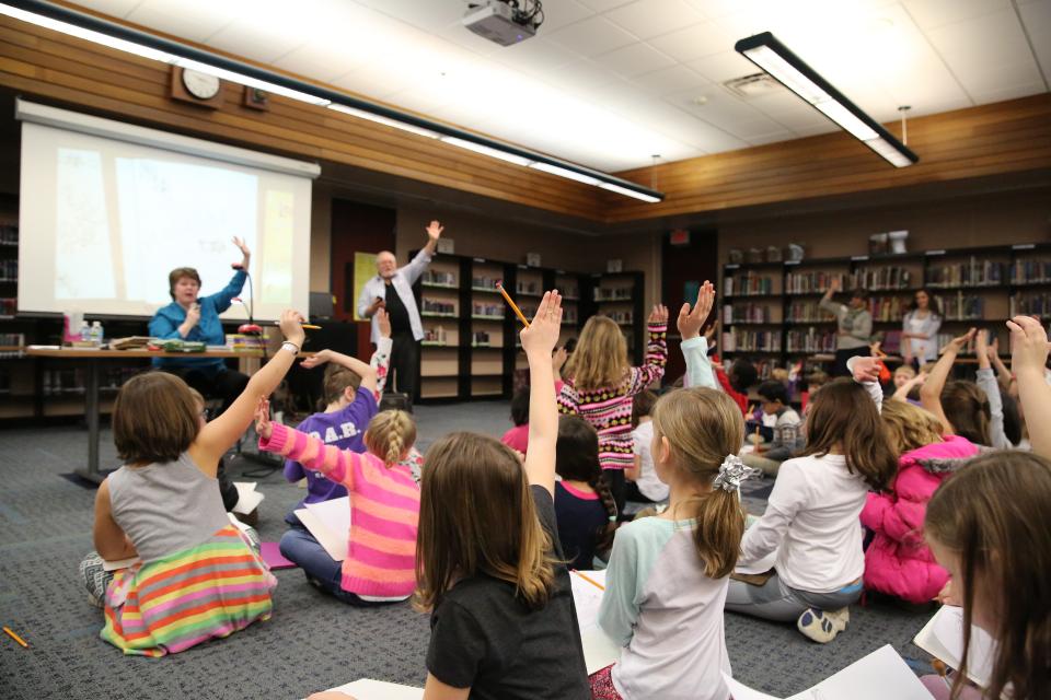 Ruth McNally Barshaw shares writing & illustration tips with PHM elementary students