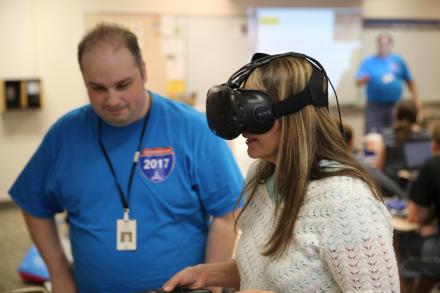 Grissom Asst. to the Principal Chris Grossnickle tries out  Interactive Virtual Reality
