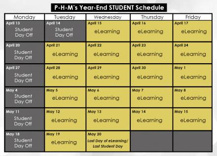 Year-end student calendar