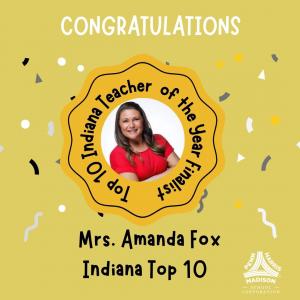 Mrs. Amanda Fox named Top 10 Finalist for Indiana Teacher of the Year