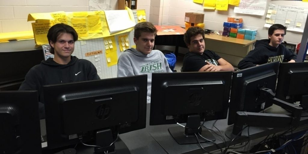 Penn STEM Academy students wait to meet prospective students.