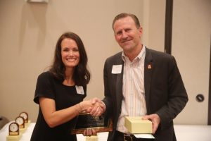 Teacher of the Year Danielle Black with Terry Bush, President of the P-H-M Education Fnd.