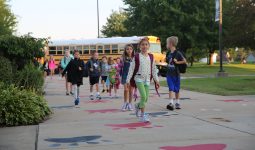 students at Prairie Vista Elementary on the 1st Day of School
