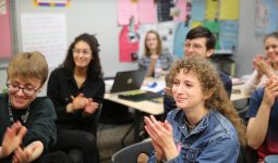 P-H-M Teacher of the Year Jeanie Mitchell's French class cheers for her!
