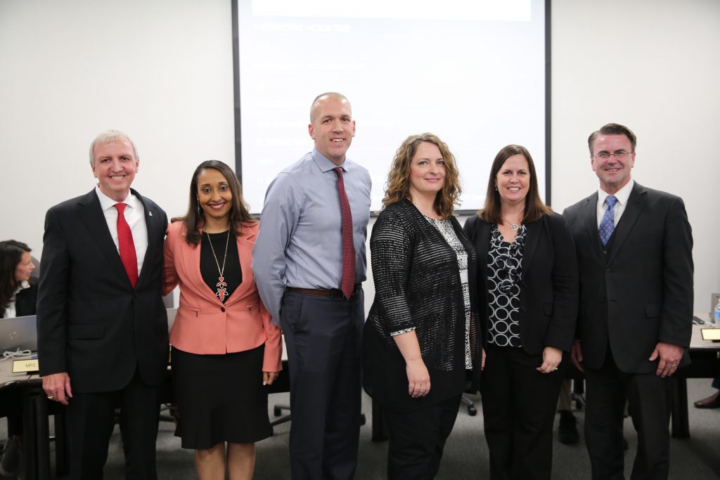 PHM Supt. Dr. Thacker, Lorraine White, Michael Babcock, Shonda Masterson, Elizabeth Willkom-Cunha, and Board Pres. Chris Riley