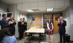 PHM Supt. Dr. Thacker surprised Mrs. Mitchell last spring as PHM's Secondary Teacher of the Year (April 2019)