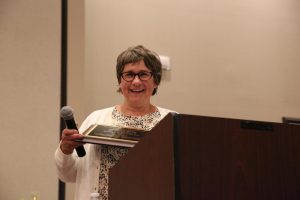 Becky Hope accepting her Secondary Teacher of the Year Award