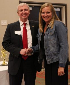 Dr. Thacker with Kristin Watson, P.E. teacher, Elsie Rogers Elementary, 30 Years of Service with PHM