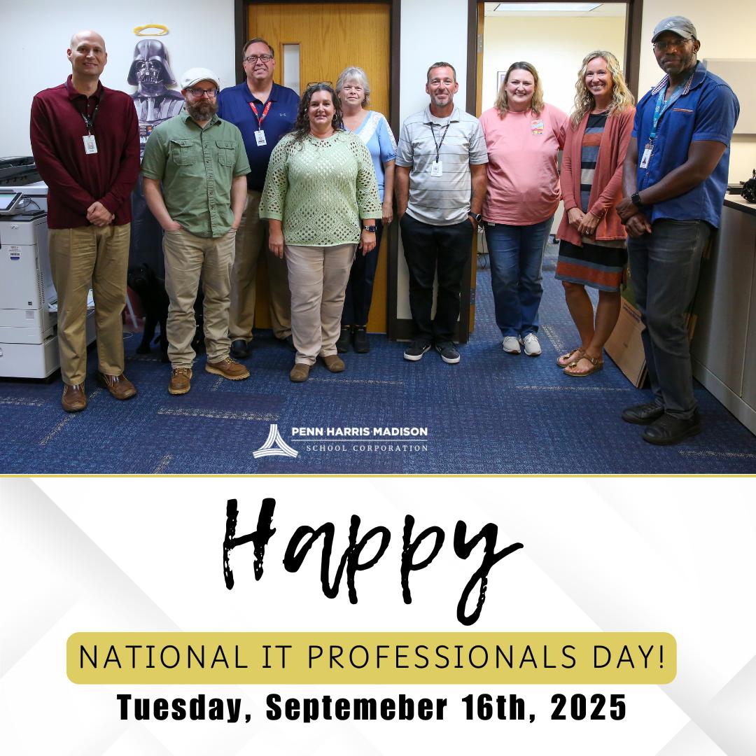 Today is National IT Professionals Day!
Shoutout to our incredible P-H-M Technology team and building techs for their incredible work. They are the behind-the-scenes problem solvers who keep our modern technology running, so students and staff can focus on learning! #PHMExcellence #ITProDay
