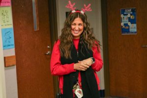 Teacher dressed in festive outfit surprised with award