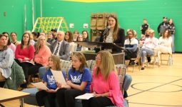 Elm Road Principal Madelyn Beers presents to the School Board
