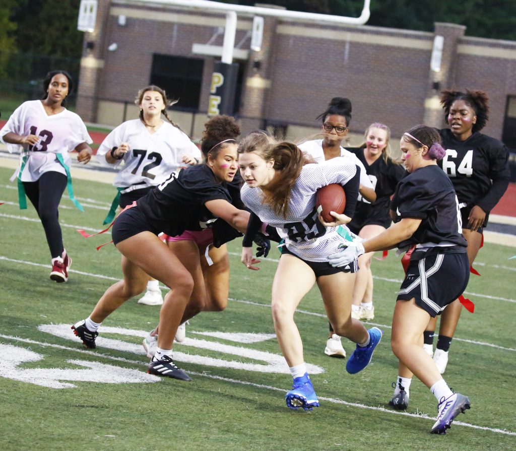 Penn High School girls playing flag football