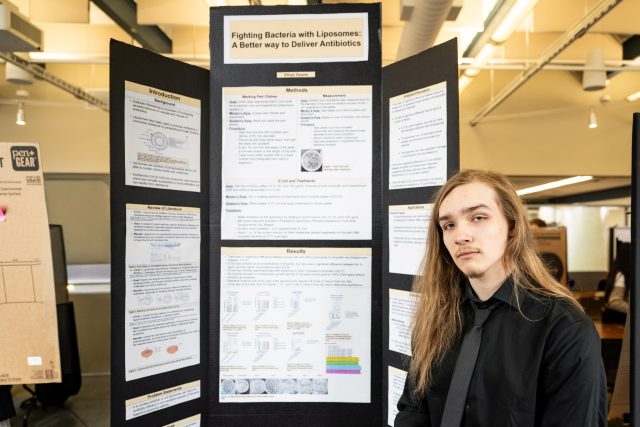 Ethan Doane (12th grade) presented “Fighting bacteria with liposomes: a better way to deliver antibiotics.” Ethan was awarded the Notre Dame Biology Senior Award along with a 1st Place Ribbon.
