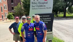 Schmucker Middle School Staff Bike 153 Miles to Deliver Riley Hospital Donation Check