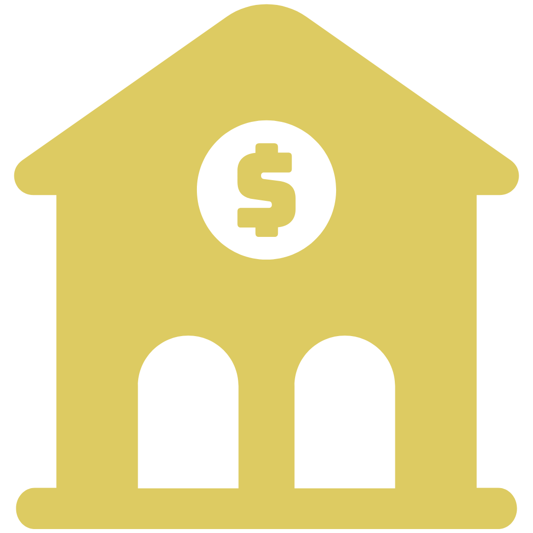 An icon of a house with a dollar sign above it, indicating real estate or property value.
